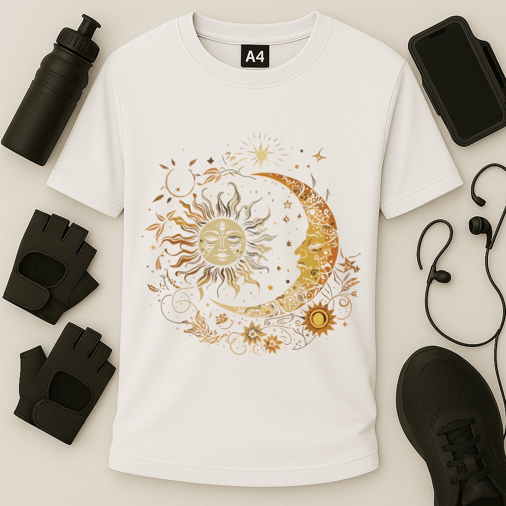 Vintage Celestial Sun Moon Flower Astrology Moon Phases Cooling Performance Crew T-Shirt