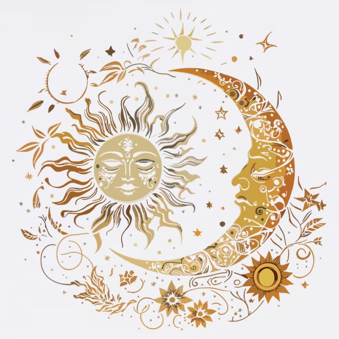 Vintage Celestial Sun Moon Flower Astrology Moon Phases Cooling Performance Crew T-Shirt