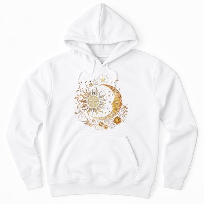 Vintage Celestial Sun Moon Flower Astrology Moon Phases Hoodie