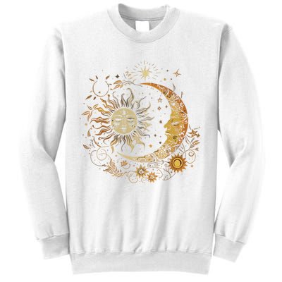 Vintage Celestial Sun Moon Flower Astrology Moon Phases Sweatshirt