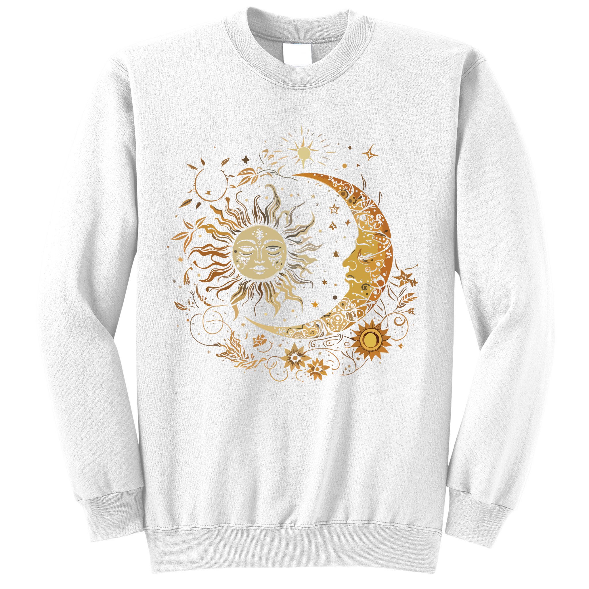 Vintage Celestial Sun Moon Flower Astrology Moon Phases Sweatshirt