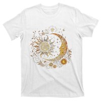 Vintage Celestial Sun Moon Flower Astrology Moon Phases T-Shirt