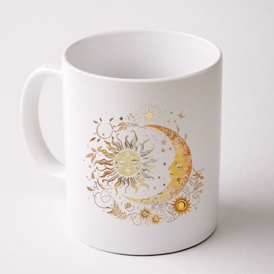 Vintage Celestial Sun Moon Flower Astrology Moon Phases Mug