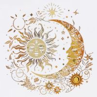 Vintage Celestial Sun Moon Flower Astrology Moon Phases Beanie