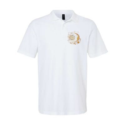 Vintage Celestial Sun Moon Flower Astrology Moon Phases Polo
