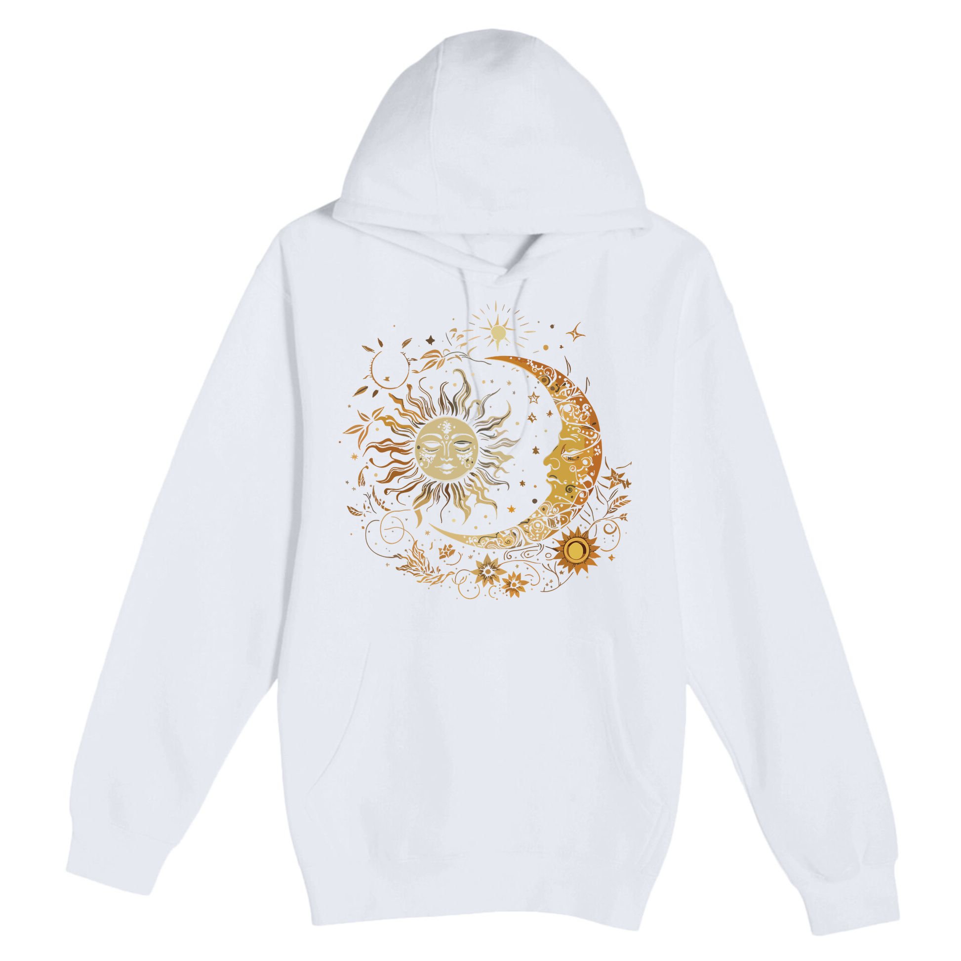 Vintage Celestial Sun Moon Flower Astrology Moon Phases Premium Pullover Hoodie
