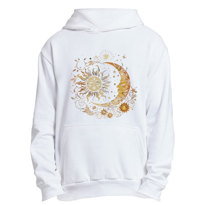 Vintage Celestial Sun Moon Flower Astrology Moon Phases Urban Pullover Hoodie