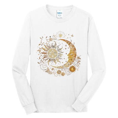 Vintage Celestial Sun Moon Flower Astrology Moon Phases Tall Long Sleeve T-Shirt