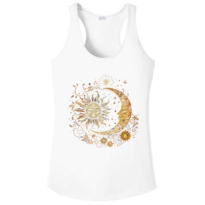 Vintage Celestial Sun Moon Flower Astrology Moon Phases Ladies PosiCharge Competitor Racerback Tank