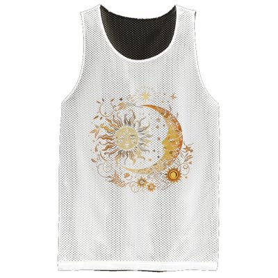 Vintage Celestial Sun Moon Flower Astrology Moon Phases Mesh Reversible Basketball Jersey Tank