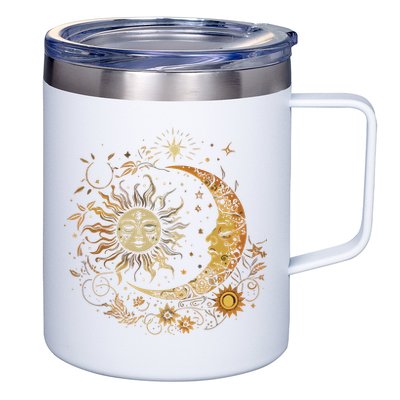 Vintage Celestial Sun Moon Flower Astrology Moon Phases 12oz Stainless Steel Coffee Mug