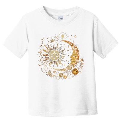 Vintage Celestial Sun Moon Flower Astrology Moon Phases Toddler T-Shirt
