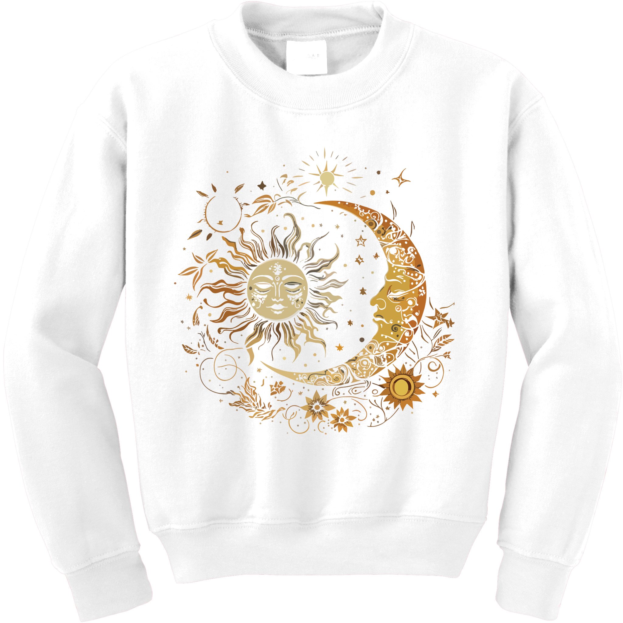 Vintage Celestial Sun Moon Flower Astrology Moon Phases Kids Sweatshirt