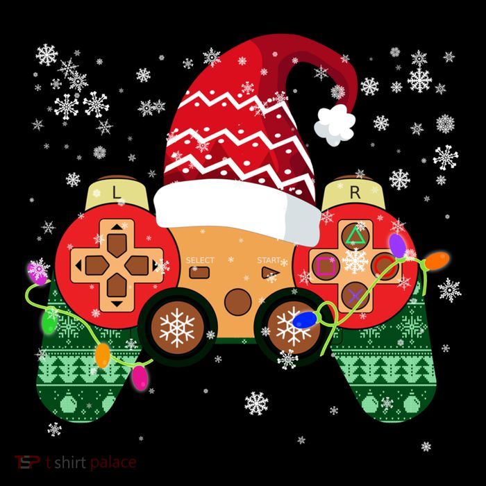Videogame Controller Santa Hat Christmas Gaming Xmas Gamer Meaningful Gift Drawstring Bag