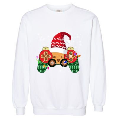 Videogame Controller Santa Hat Christmas Gaming Xmas Gamer Meaningful Gift Garment-Dyed Sweatshirt