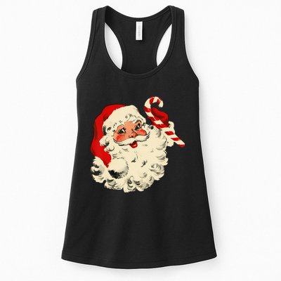 Vintage Christmas Santa Claus Face Funny Womens Tank Top