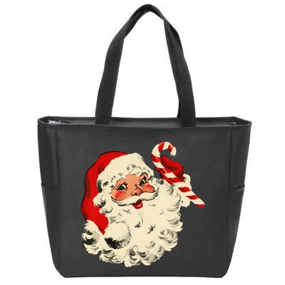 Vintage Christmas Santa Claus Face Funny Zip Tote Bag