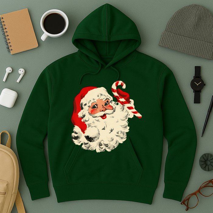 Vintage Christmas Santa Claus Face Funny Hoodie