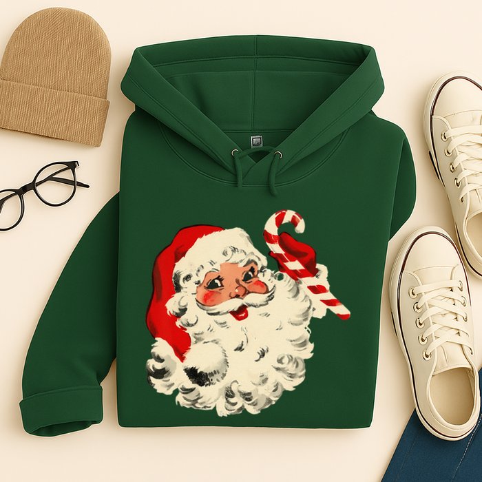Vintage Christmas Santa Claus Face Funny Hoodie