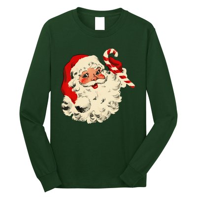 Vintage Christmas Santa Claus Face Funny Long Sleeve Shirt