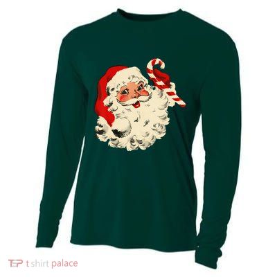 Vintage Christmas Santa Claus Face Funny Cooling Performance Long Sleeve Crew