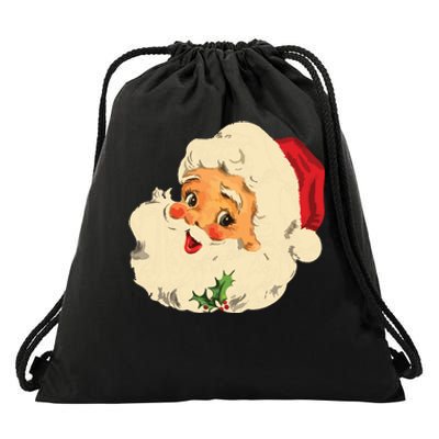 Vintage Christmas Santa Claus Face Funny Old Fashioned Drawstring Bag