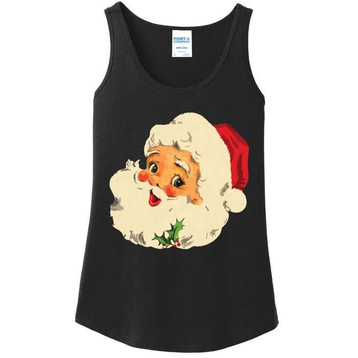 Vintage Christmas Santa Claus Face Funny Old Fashioned Ladies Essential Tank