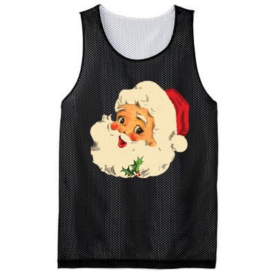 Vintage Christmas Santa Claus Face Funny Old Fashioned Mesh Reversible Basketball Jersey Tank