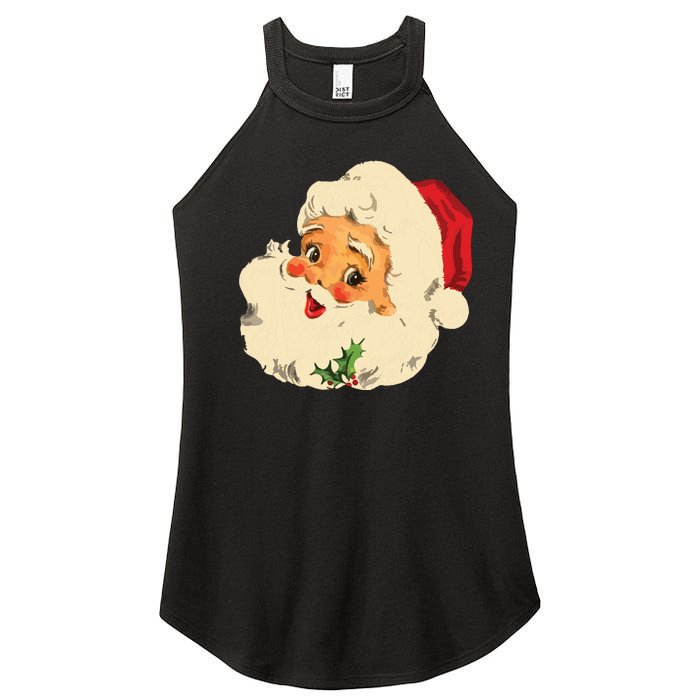 Vintage Christmas Santa Claus Face Funny Old Fashioned Women's Perfect Tri Rocker Tank