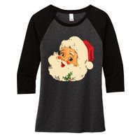 Vintage Christmas Santa Claus Face Funny Old Fashioned Women's Tri-Blend 3/4-Sleeve Raglan Shirt