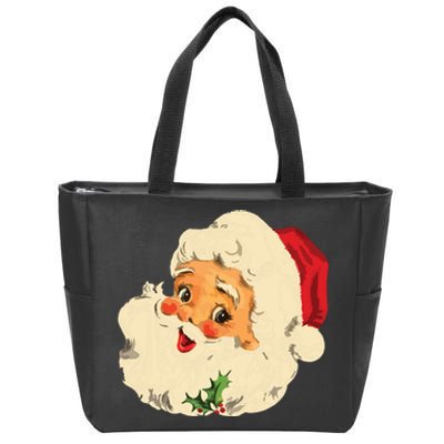 Vintage Christmas Santa Claus Face Funny Old Fashioned Zip Tote Bag