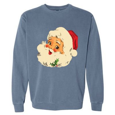 Vintage Christmas Santa Claus Face Funny Old Fashioned Garment-Dyed Sweatshirt