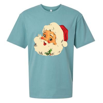 Vintage Christmas Santa Claus Face Funny Old Fashioned Sueded Cloud Jersey T-Shirt