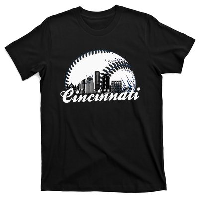 Vintage Cincinnati Skyline City Baseball Met At Gameday T-Shirt