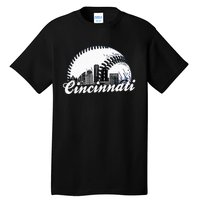 Vintage Cincinnati Skyline City Baseball Met At Gameday Tall T-Shirt