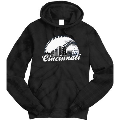 Vintage Cincinnati Skyline City Baseball Met At Gameday Tie Dye Hoodie