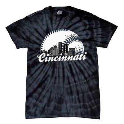 Vintage Cincinnati Skyline City Baseball Met At Gameday Tie-Dye T-Shirt