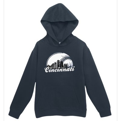 Vintage Cincinnati Skyline City Baseball Met At Gameday Urban Pullover Hoodie