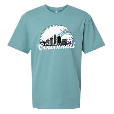 Vintage Cincinnati Skyline City Baseball Met At Gameday Sueded Cloud Jersey T-Shirt