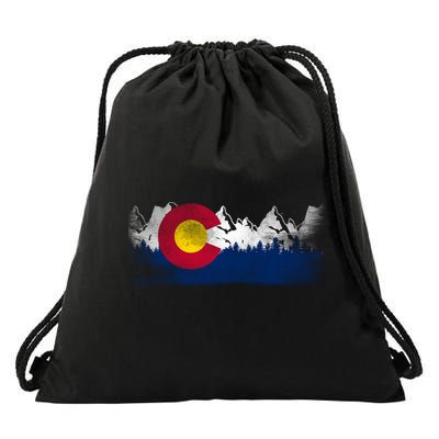Vintage Colorado State Flag Colorado Mountain Drawstring Bag