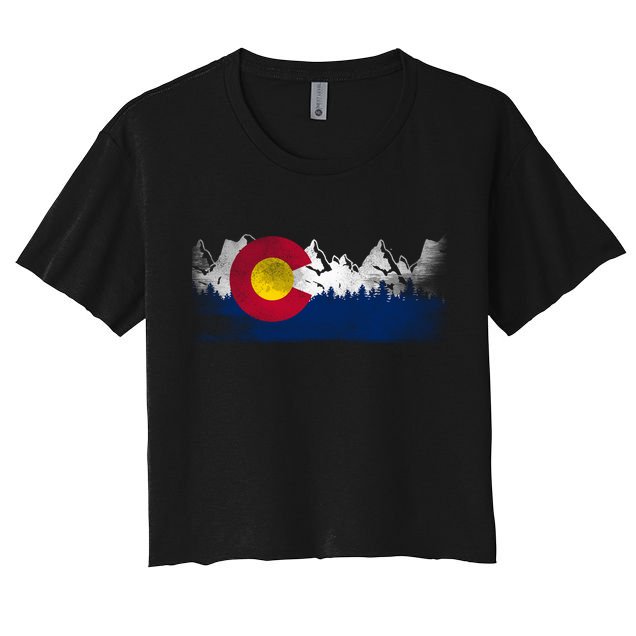 Vintage Colorado State Flag Colorado Mountain Crop Top