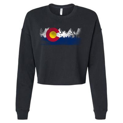 Vintage Colorado State Flag Colorado Mountain Cropped Pullover Crew