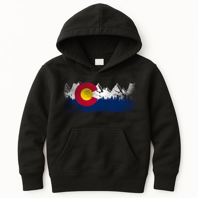 Vintage Colorado State Flag Colorado Mountain Kids Hoodie
