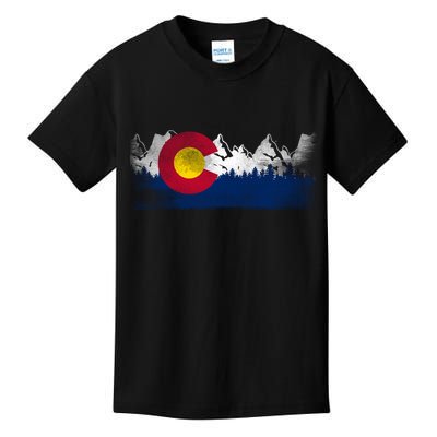 Vintage Colorado State Flag Colorado Mountain Kids T-Shirt