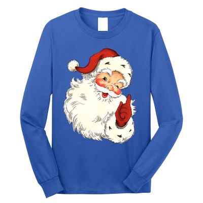 Vintage Christmas Santa Claus Face Old Fashioned Great Gift Long Sleeve Shirt