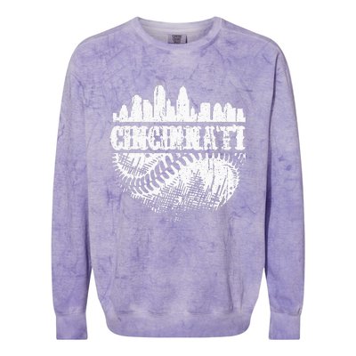 Vintage Cincinnati Skyline City Baseball Met At Gameday Colorblast Crewneck Sweatshirt