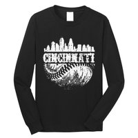 Vintage Cincinnati Skyline City Baseball Met At Gameday Long Sleeve Shirt