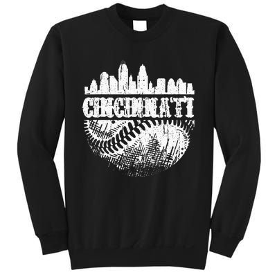 Vintage Cincinnati Skyline City Baseball Met At Gameday Sweatshirt