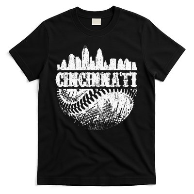 Vintage Cincinnati Skyline City Baseball Met At Gameday T-Shirt