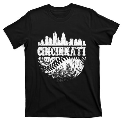 Vintage Cincinnati Skyline City Baseball Met At Gameday T-Shirt